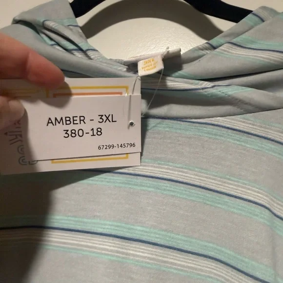 Light Blue & Mint Striped Hoodie - Picture 2 of 3